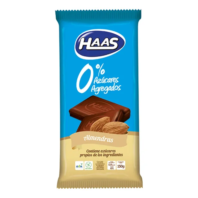 Tableta Chocolate Almendras 0% Azúcar Haas 70 Grs