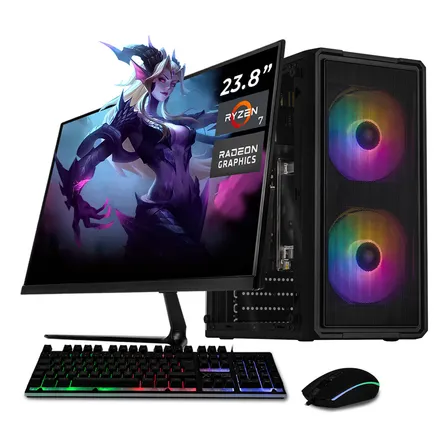 Xtreme Pc Gaming Amd Radeon Vega Renoir Ryzen 7 5700g 32gb Ssd 1tb Monitor 23.8 Wifi Black 1 Tb 32 Gb Amd Radeon Graphics