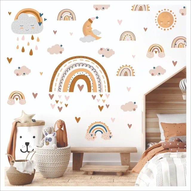 Arcoiris Pastel Nube Tierra Decoracion Vinilo Pared Infantil