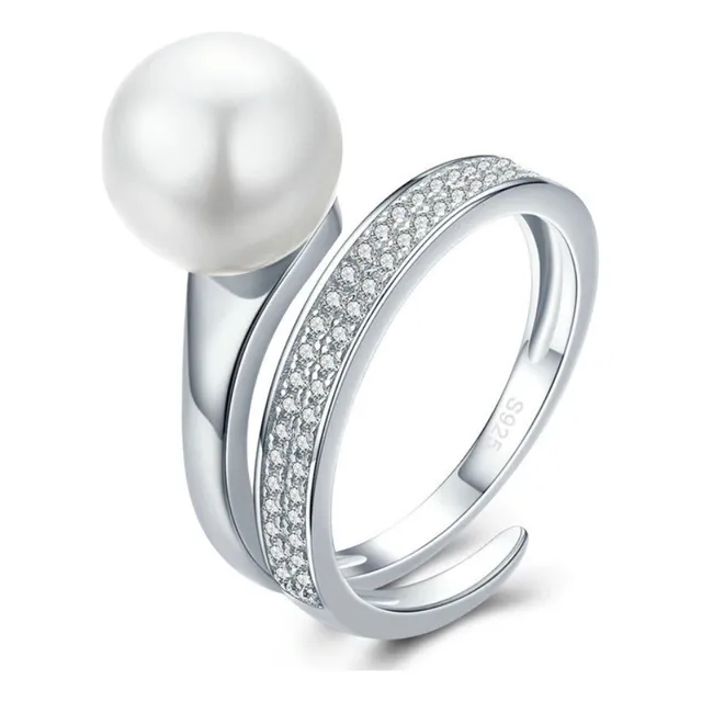 Anillo De Compromiso Perla De Rio Plata 925  Talla Adaptable