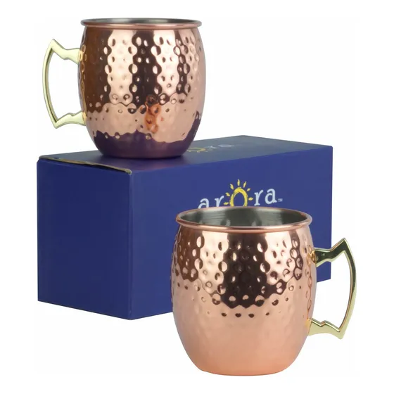 Uego 2 Taza Martillada Cobre Duradera Para Comedor Casa 20 X
