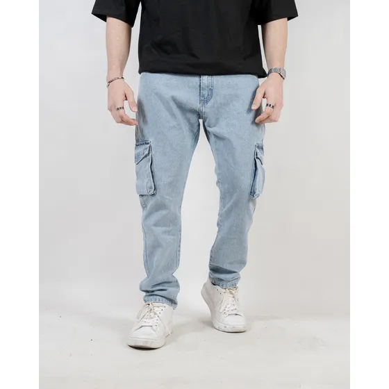 Jean Cargo Mom Hombre Ybr Jeans Color Nevado Largo