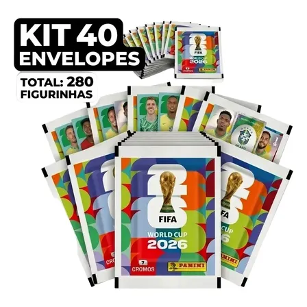 Kit 40 Envelopes Com 7 Figurinhas Copa Mundo 2026 Fifa World