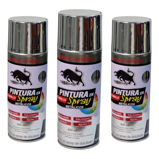 Pintura En Spray Metalizados Secado Rapido 400 Ml 3 Unidades