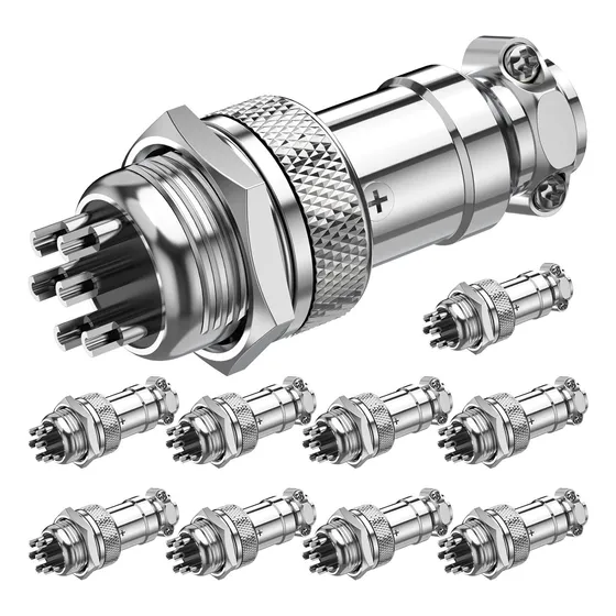 Conector Circular Aviador Gx16mm Macho Y Hembra 10 Unidades