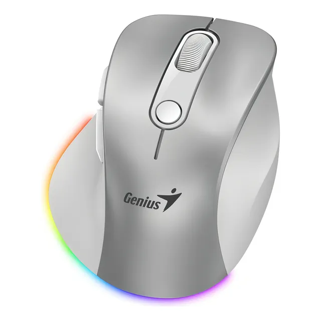 Mouse Genius Inalambrico Bt Recargable Ergo 9000s Pro Silver Color Gris