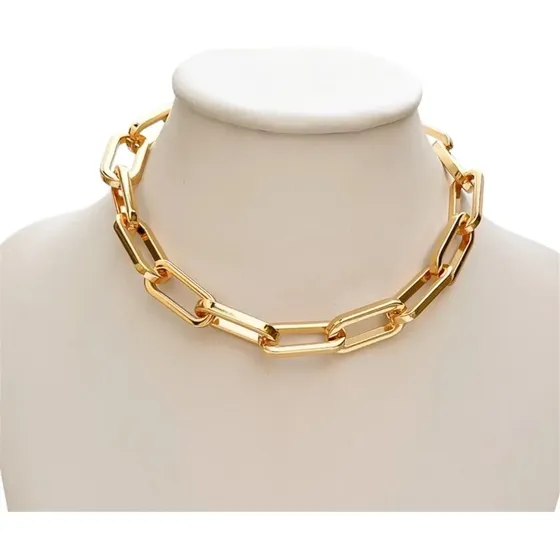 Colar Corrente Elos Quadrado Grande Banhado A Ouro 18k Dourado — foto 2