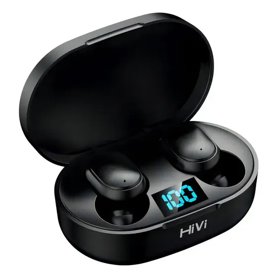 Hivi Fone De Ouvido Bluetooth 5.0 Par Sem Fio Duplo Cor Preto