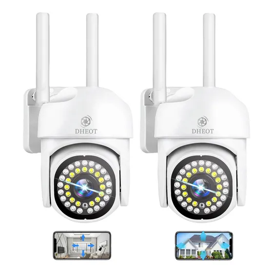 2pcs Cámara De Seguridad Dheot GQ26 Exterior Wifi Hd 360° Visión Alarma Color Blanco