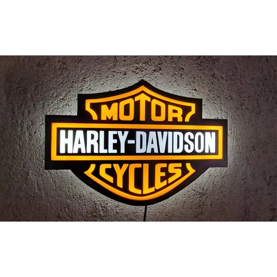 Cartel Led Luminoso Harley Davidson Tradicional