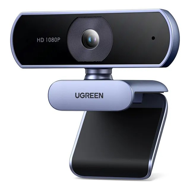 Cámara Web HD UGREEN con Micrófono Integrado Resolución 1080P 30FPS Micrófonos Duales Integrados Cancelación de Ruido Corrección de Luz Automática Vista Amplia de 85grados Rotación Flexible de 36