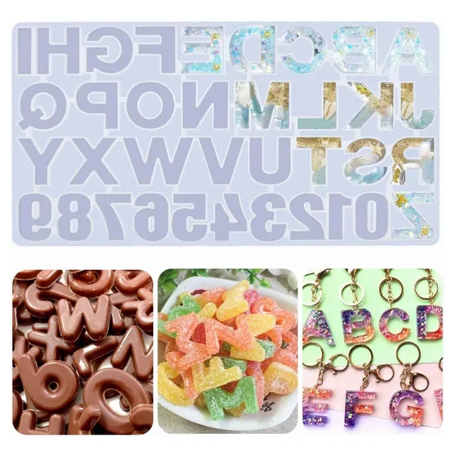 Molde Silicona Abecedario Letras Mayúsculas Números - Resina