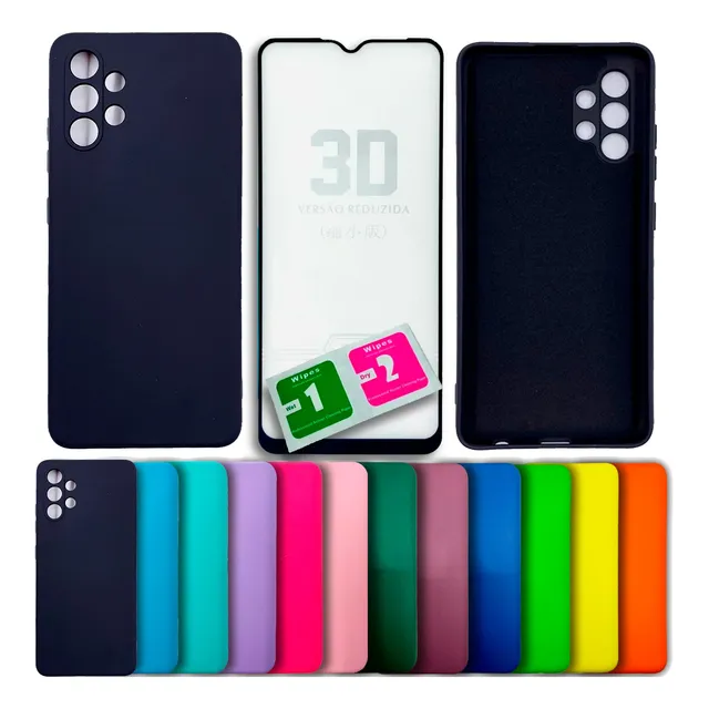 Kit Película 3d + Capa Silicone Veludo P/ Galaxy A23