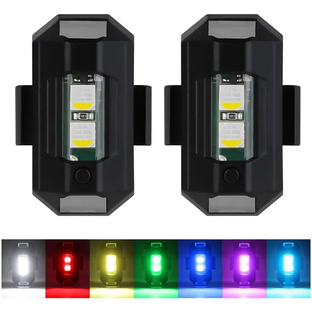 2pcs Mini Luz Led Estrobo Funciones Fija Moto Auto Bicicleta