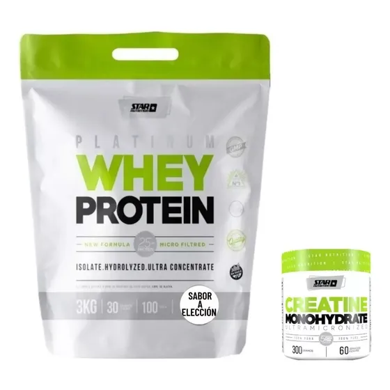 Platinum Whey Protein 3kg + Creatina 300g - Star Nutrition
