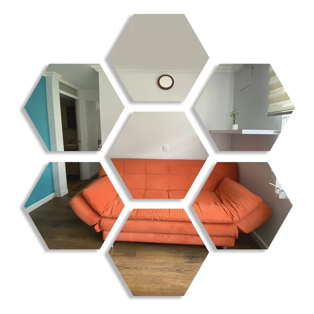 Vinilo Decorativo Espejo Pared Adhesivo Hexagonal Hexágono
