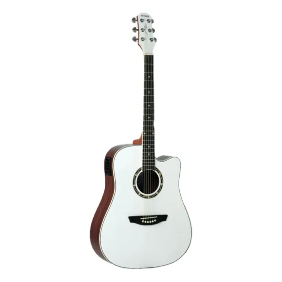 Violão Folk Strinberg Branco Corda Aço Elétrico Cd40c Brilha