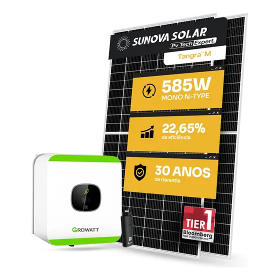 Kit Energia Solar 300kwh Mês 4 Painel Wifi Inversor Growatt