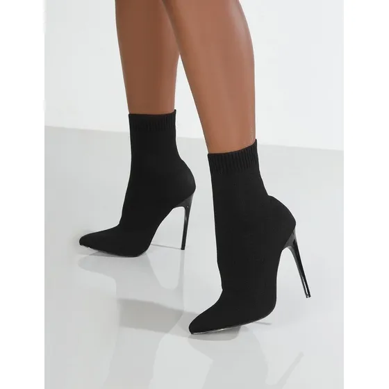 Botas Tipo Calcetín De Punto Para Mujer, Punta Puntiaguda, T