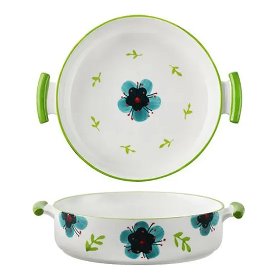 Bandeja Para Hornear 2 Pieza Ceramica Asa Cuenco Binaural