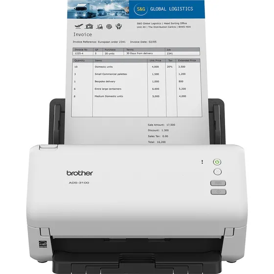 Scanner De Mesa Brother Ads-3100 Cor Branco
