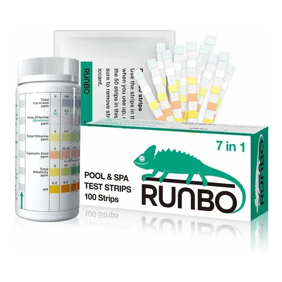 Runbo Pool Test Strips 7-in-1 100 Count Quality Simple