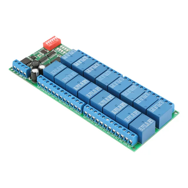 Dc 12v 16 Canal Modbus Rtu Rs485 Relé Módulo Placa Plc