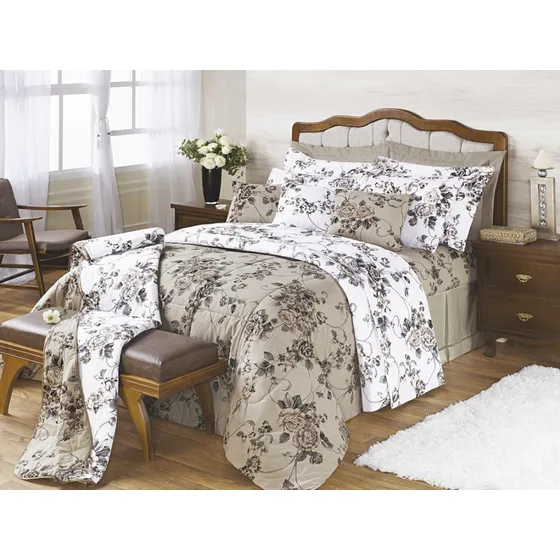 Kit Desire Casal Padrão Edredom + 4 Peças 200 Fios Cavalo Cor Estampados Desenho do tecido Est Samara