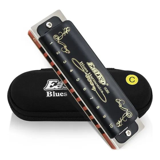 Harmonica East Top , Nota C , 10 Agujeros , Negro