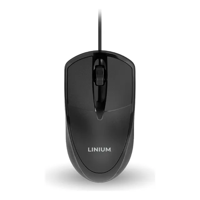 Mouse Alámbrico Linium Ergonómico Economico Usb Premium Color Negro