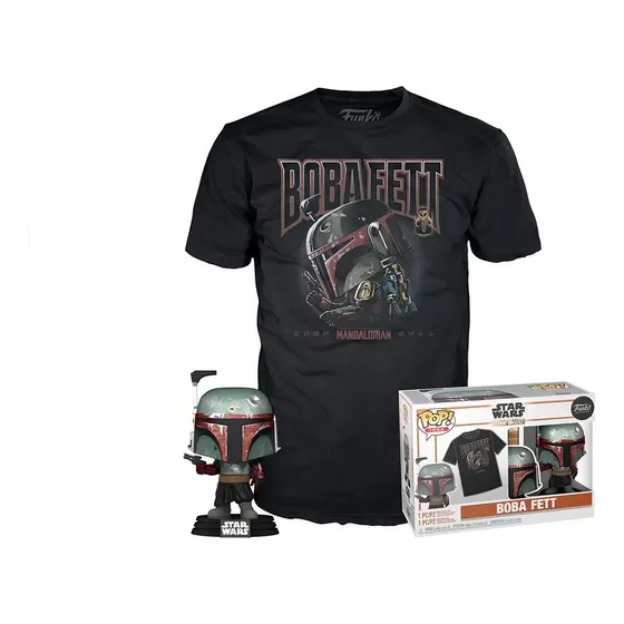 Funko Pop Star Wars Mandalorian Boba Fett + Con Camiseta Xl