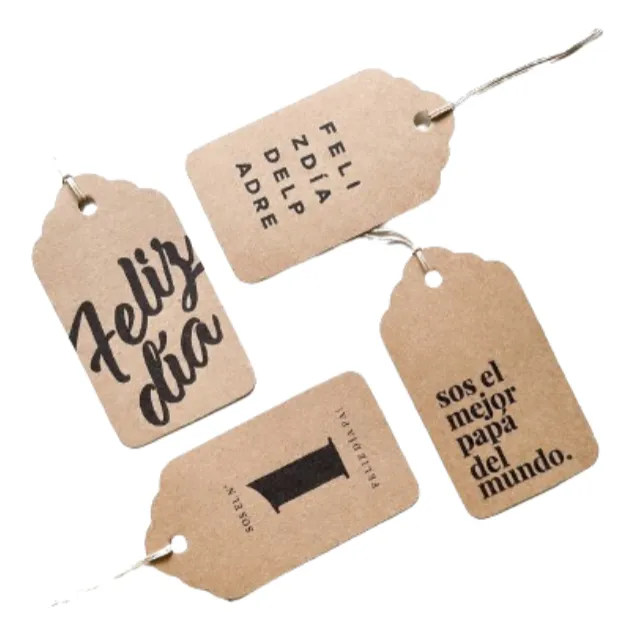 50 Tags Etiquetas Personalizadas Kraft Elija Diseño 7x4cms