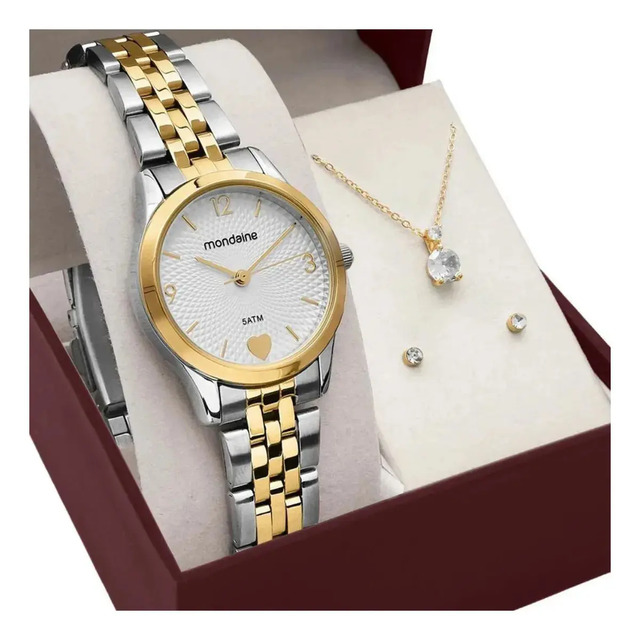 Kit Relógio Mondaine Bicolor Feminino 32795lpmkbe3k1