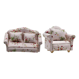 Shaoke 1set 1:12 Sofá Casa De Muebles Sillón Floral Shaoke 1set 1:12 Sofá Casa De Muebles Sillón Floral