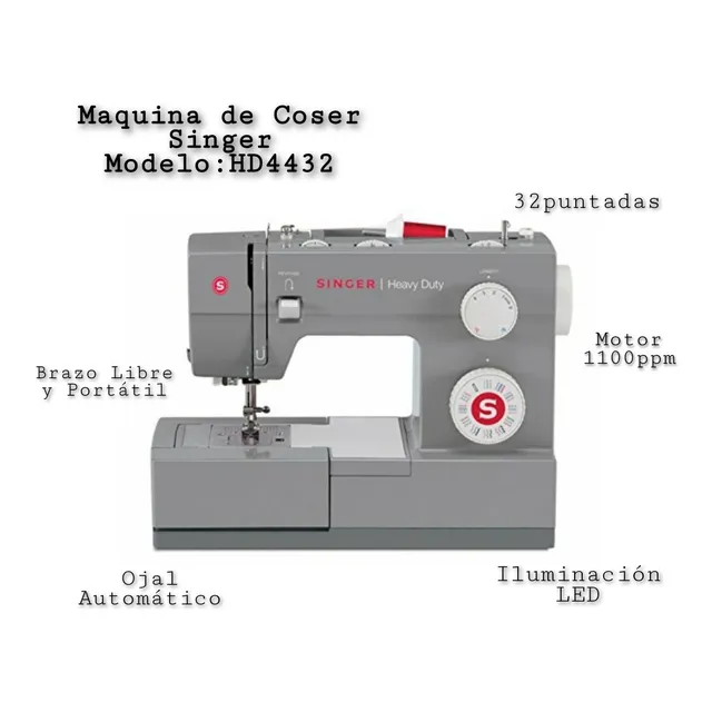 Maquina De Coser Singer Modelo Heavy 4432 Semi Industrial 