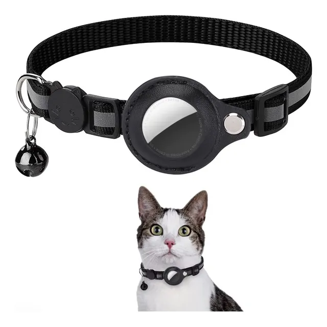 Collar Con Airtag Gps Incluido Gato Bluetooth Campana Negro