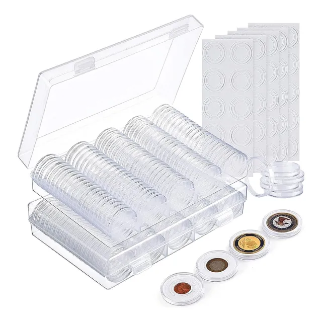 Caja De Almacenamiento De Monedas Y 100 Cápsulas 20 Pesos 30