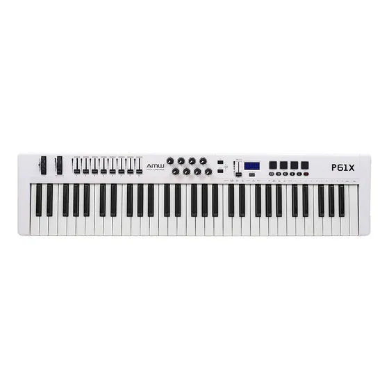 Amw P61x White Teclado Controlador Midi Usb 61 Teclas 8 Knob