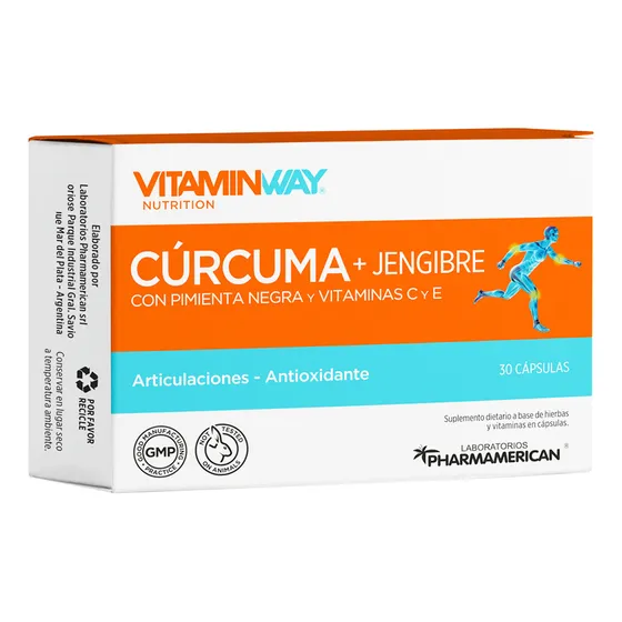 Vitamin Way Cúrcuma + Jengibre Suplemento Articulaciones X30