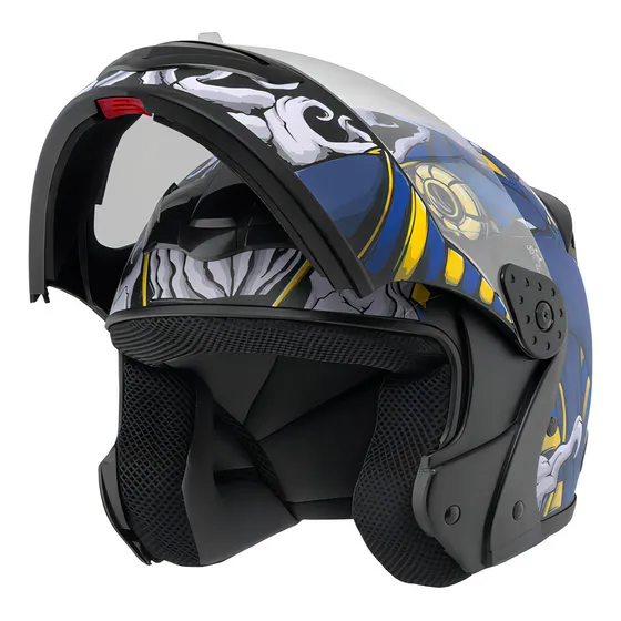 Capacete Robocop Escamoteável Fechado Mixs Gladiator Anubis Cor Azul Fosco Tamanho do capacete 60