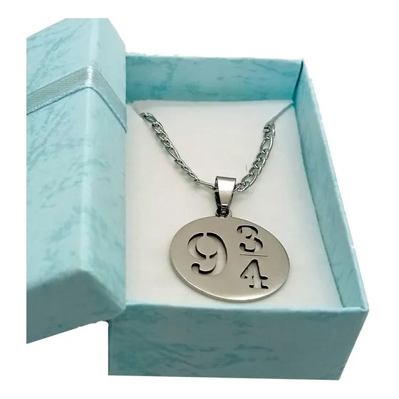 Collar Cadena Acero Quirurgico Dije 9 3/4 Harry Potter Color Plateado