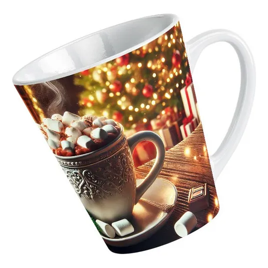Taza Cónica Calidez Navideña De Chocolate Y Bombones