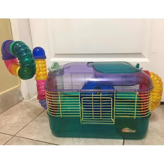 Jaula De Acrílico Moderna Y Colorida Con Accesorios 