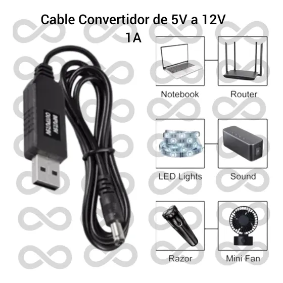 Cable Convertidor De Usb 5v A Dc 12v Router Laptop Modem