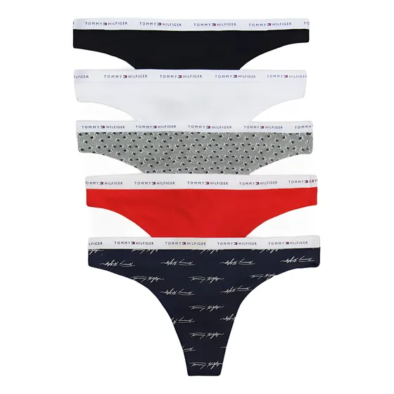 Pack 5 Tangas Logo Band Tommy Hilfiger Mujer Algodón