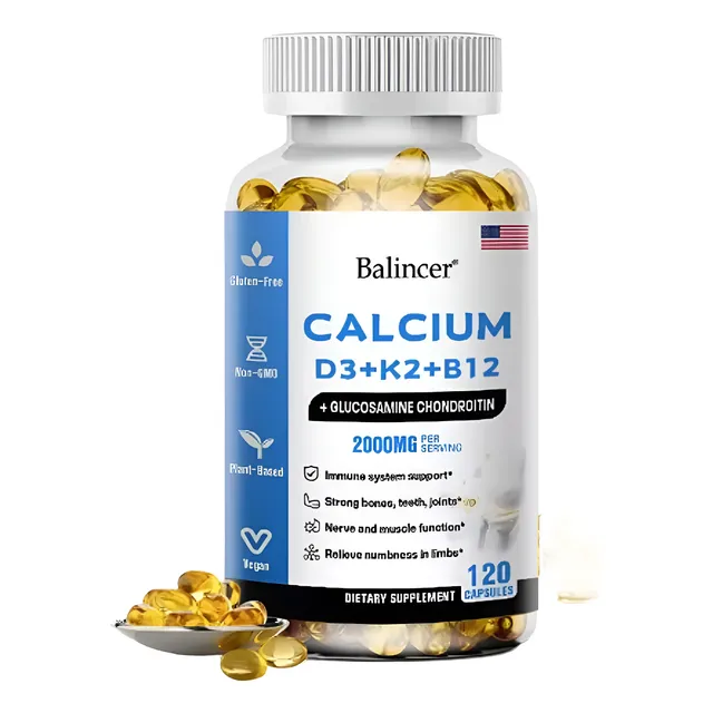 Balincer Calcio+d3+k2+b12 Cápsulas  Frasco 120 Und. 2000 Mg