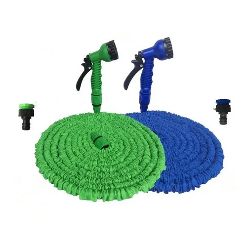 Mangueira Mágica Retrátil Flexível Elástica 15 Mts 7 Jatos Cor Azul ou Verde