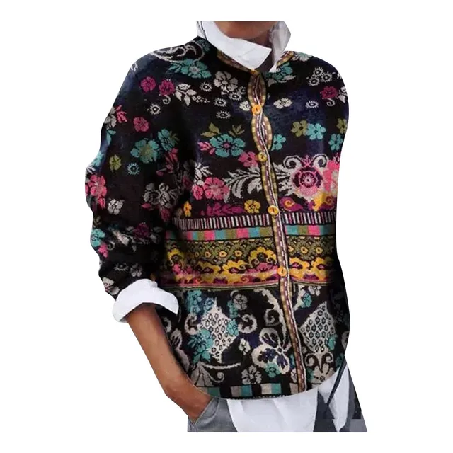 Manga Larga Cuello Vuelto Para Mujer Estilo Casual Estampado
