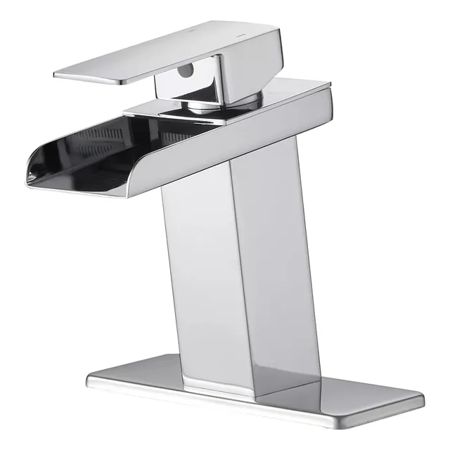 Llave Monomando Mezcladora Lavabo Baño Cascada Acero 16cm Color Plateado