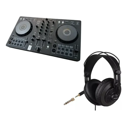Kit Para Dj: Controladora Ddj Flx4 + Fone Hdj Cue1 Cor Preto